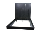 Уличный люк под брусчатку с поднятым корытом на петлях